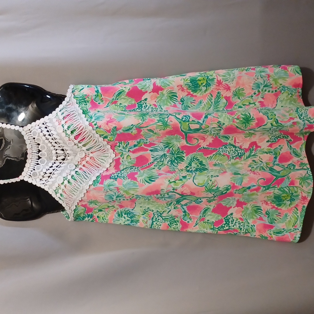 LILLY PULITZER Women's Pink Floral Jungle Prints Strap Dress. Size 2